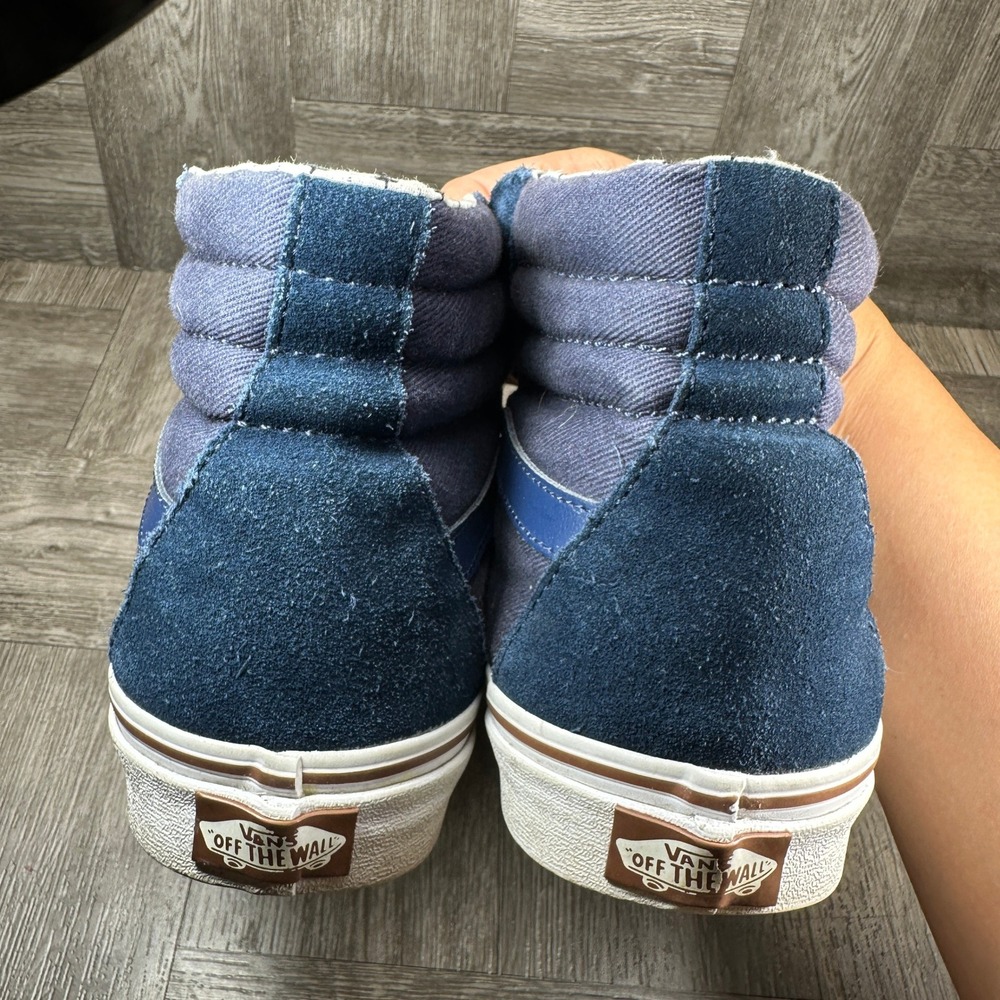 Vans Womens High Top Sneakers Size 8.5 Navy Blue Sk8-Hi Suede Canvas Shoes - Picture 7 of 9